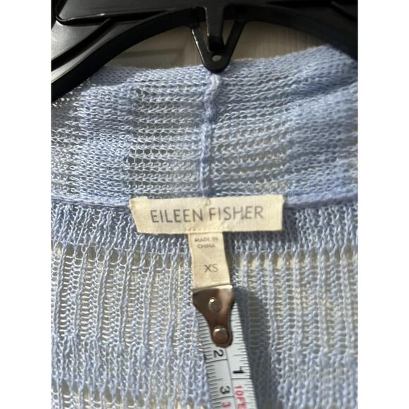 EILEEN FISER Women Cardigan 100% Linen Short Sleeve Blue Size XS A001424 - Picture 3 of 6
